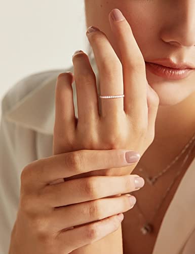 Ovimia Moissanite Wedding Band For Women, Anniversary Ring 925 Sterling Silver 18K White Gold Plated Lab Created Diamond Half Eternity Ring, Stackable Wedding Engagement Ring For Wife Her Size 10 #TOP2