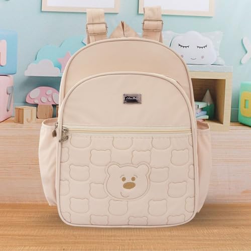 Bolsa Bebê Maternidade Passeio Mochila G Urso Menina Menino (Marfim)