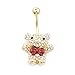 BodyJewelryonline - Anillo para Ombligo, diseño de Oso de Peluche, Color Rojo