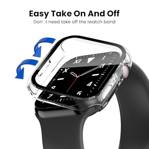 Delidigi 3 Piezas Protector Apple Watch Serie 6/Series 5/Serie 4/SE 40mm, Ultra Delgada PC Funda, con Protector Pantalla de Vidrio Templado Completa Carcasa de Protección para iWatch(Transparente)