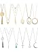 Hicarer 12 Pieces Long Pendant Necklace Set Y Tassel Leaf Circle Bar Necklace for Women (Round)