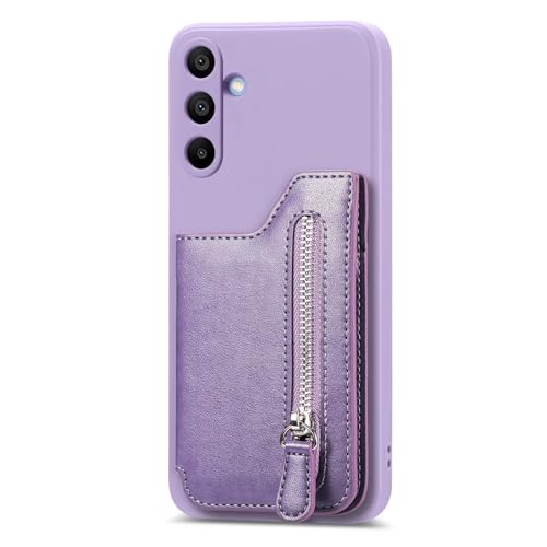 BEENTRYS PU Leder Handyhülle für Oppo R9 Plus Hülle,Flip Hülle Klapphülle Reißverschlussfach Kartenfach Ständerfunktion Magnetischer Autohalterung Stoßfest Schutzhülle-Lila