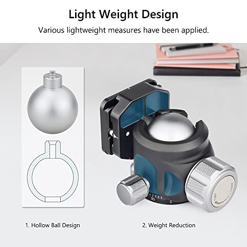 Low Profile Ball Head Tripod Mount Ball Head 36Mm Diameter Artcise Lb36 All Metal Cnc Machining With Two 1/4" Quick Release Plates For Tripod, Monopod, Dslr, Camcorder，Max Load 44Lbs /20Kg #TOP4