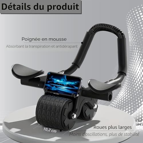 Roue pour abdominaux avec support de coude et Ab Roller de musculation à rebond