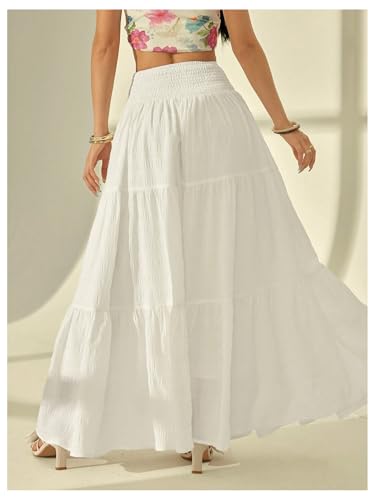 GORGLITTER Women's Tiered Ruffle A Line Maxi Skirt High Waisted Flowy Y2k Coquette Long Skirts3