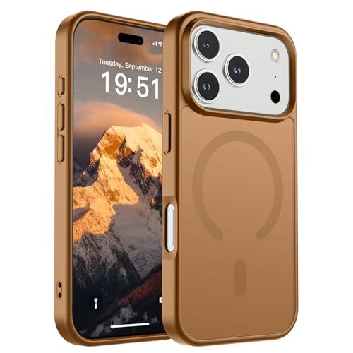 Image of SUPFINE Magnetic for iPhone 17 Pro Case (Compatible with MagSafe)(Military Grade Drop Protection) Translucent Matte Shockproof with Anti-Fingerprint Phone Cover,Brown