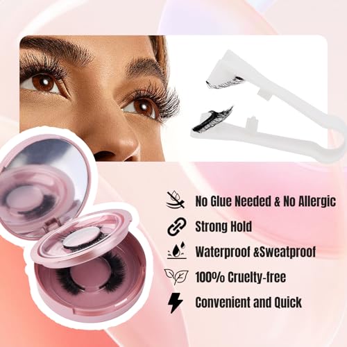 Magnetic Eyelashes, 2 Pairs 2 Style Reusable Magnetic Lashes without Eyeliner, No Glue Needed Natural False Eyelashes Durable Wispy lashes with Applicator By FADVAN (KS1+KS2)