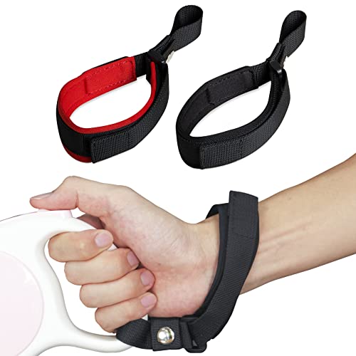 LFCXHTY Hands Free Adjustable Wrist Strap, Dog Leash Wrist Safety Strap, 2 Pack Soft Comfortable Diving Fabric (Black & Red)