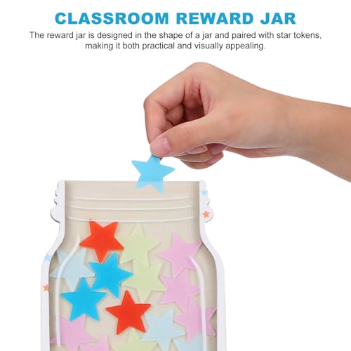 DIYEAH Reward Jar with Colorful Wooden Stars Classroom Incentive Star Jar Reward System for Home School Teachers and Parents - Image 2