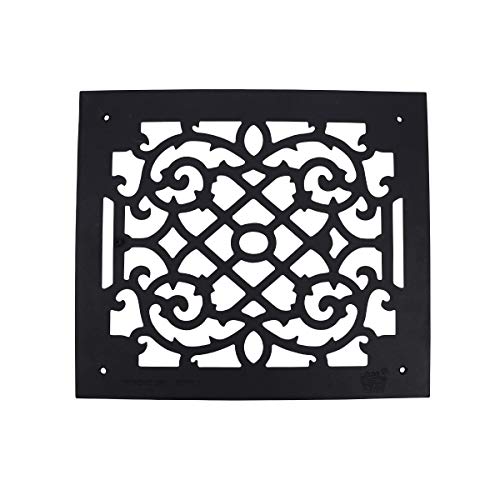 Renovators Supply Manufacturing Black Air Vent Cover Grille Floor Heat Vent Register Grille Heavy Aluminum Rose Thorne Design Rustic Duct Cover Overall 13.8" H X 15.8" W Air Vent Grille #TOP3