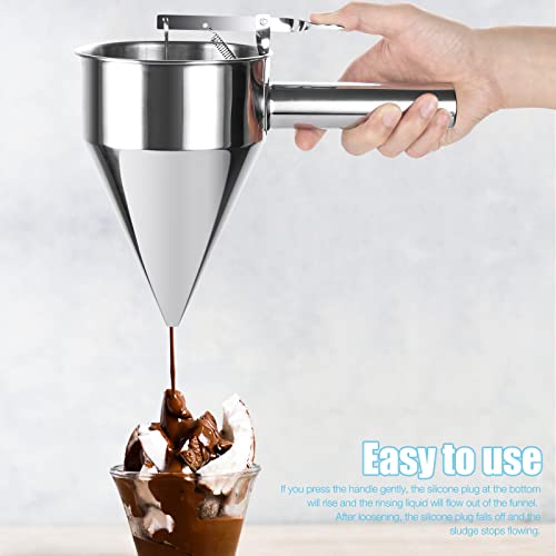 Foto von FENGQ Kolbentrichter, Edelstahl Teigportionierer, Batter Trichter mit Rack, Pfannkuchen Teigspender Edelstahl für Home Kitchen Bäckerei
