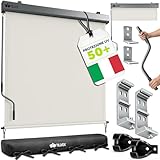 tillvex® Tenda da sole verticale per interni ed esterni, impermeabile, con manovella, per balcone, terrazza e giardino, tenda parasole in alluminio (Beige, 200 x 250 cm)