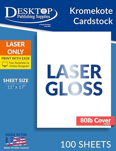 White Kromekote Single-Sided Gloss Paper 11" x 17" 80lb Cover 100 Sheets image 5