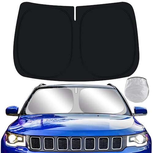 YEGZA Car Sun Shade for Jeep Compass 2017 2018 2019 2020 2021 2022 2023 2024 Auto Interior Accessories Foldable Sunshade Windshield Visor Cooler Protector Front Windows Cover Shield