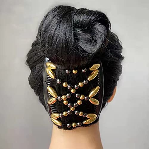 Lovef 3Pcs Comb Hair Clips For Women And Girls Stylish And Fashionable Accessories For Easy Hair Dos Tribal (White Black And Gold) #TOP5