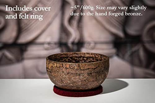 Bronze Singing Bowl with Felt Ring and Cover, Origin Series — MADE IN INDIA — For Meditation, Yoga, ASMR or Sound Therapy, 2-YEAR WARRANTY - Thumbnail 5