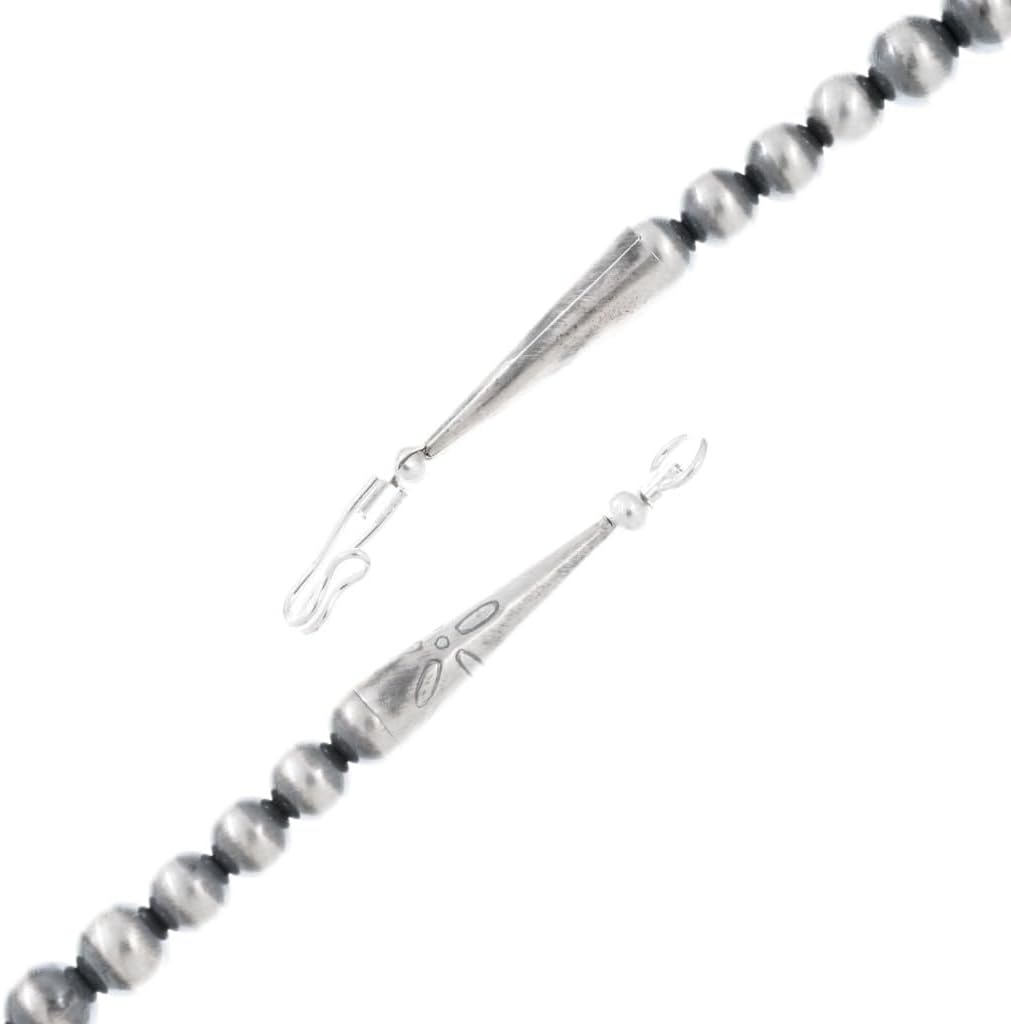 Alltribes Navajo Sterling Desert Pearl Graduated Bead Necklace Unisex Antiqued Pawn Finish 20" Single Strand 0006