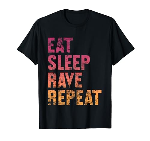Eat Sleep Rave Repeat Vintage Rave Camiseta