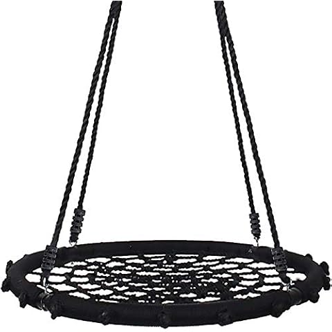Yorbay Kids Nest Swing Seat Web Spider With Hanging Ropes 200kg Load (∅120cm, Black) Reusable Cover