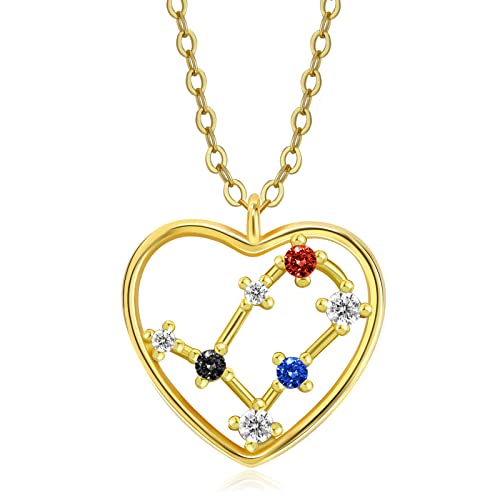 Aomiduo Muttertagsgeschenk 925 Silber Kette Damen 12 Sternzeichen Halskette mit Stern Zirkonia AnhängerSterling Silber Astrologie Schmuck Silberne Schmuck für Damen Frauen Mädchen Muttertagsgeschenk Cover