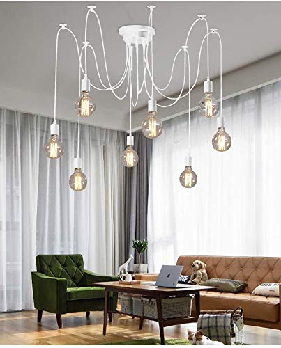 Lustre araignée blanc 8 bras E27 YangRy style Edison pour plafond rétro - 3