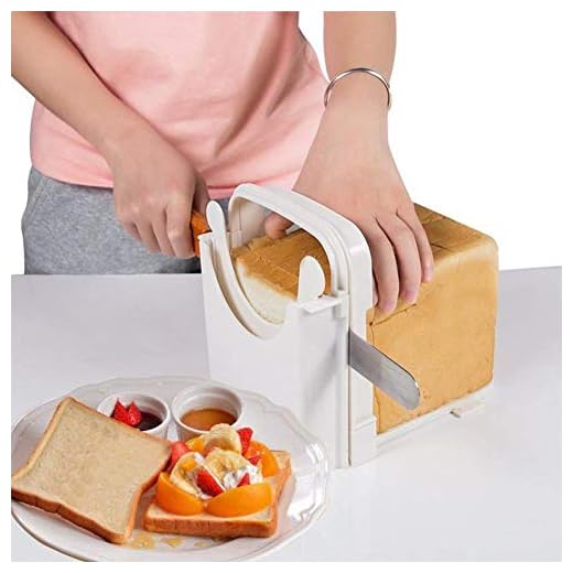Bread Slicer Toast Slicer Adjustable Cutting Guide For Homemade Bread Bagel Roast Cake Sandwish Loaf Slicing Cutter Mold Compact Foldable Handed Bread Maker Tool with 4 Slice Thickness