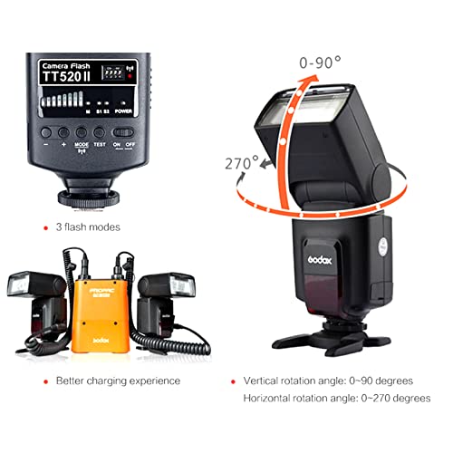 Godox TT520II Wireless Transmission Flash Speedlite - Built-in Receiver and RT Transmitter Compatible for Canon Nikon Panasonic Olympus Pentax and Other DSLR Cameras with Standard Hot Shoe by GODOX - Image 9
