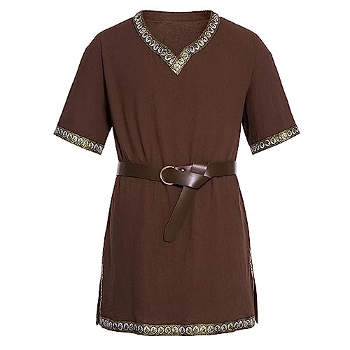 Disfraz de guerrero vikingo medieval medieval, disfraz de guerrero medieval, parte superior de caballero, fiesta temática, carnaval, adultos, uniforme medieval, ropa vintage renacentista