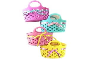 Greenbrier Plastic Easter Egg Basket with Handle for Kids' Easter Egg Hunt:...