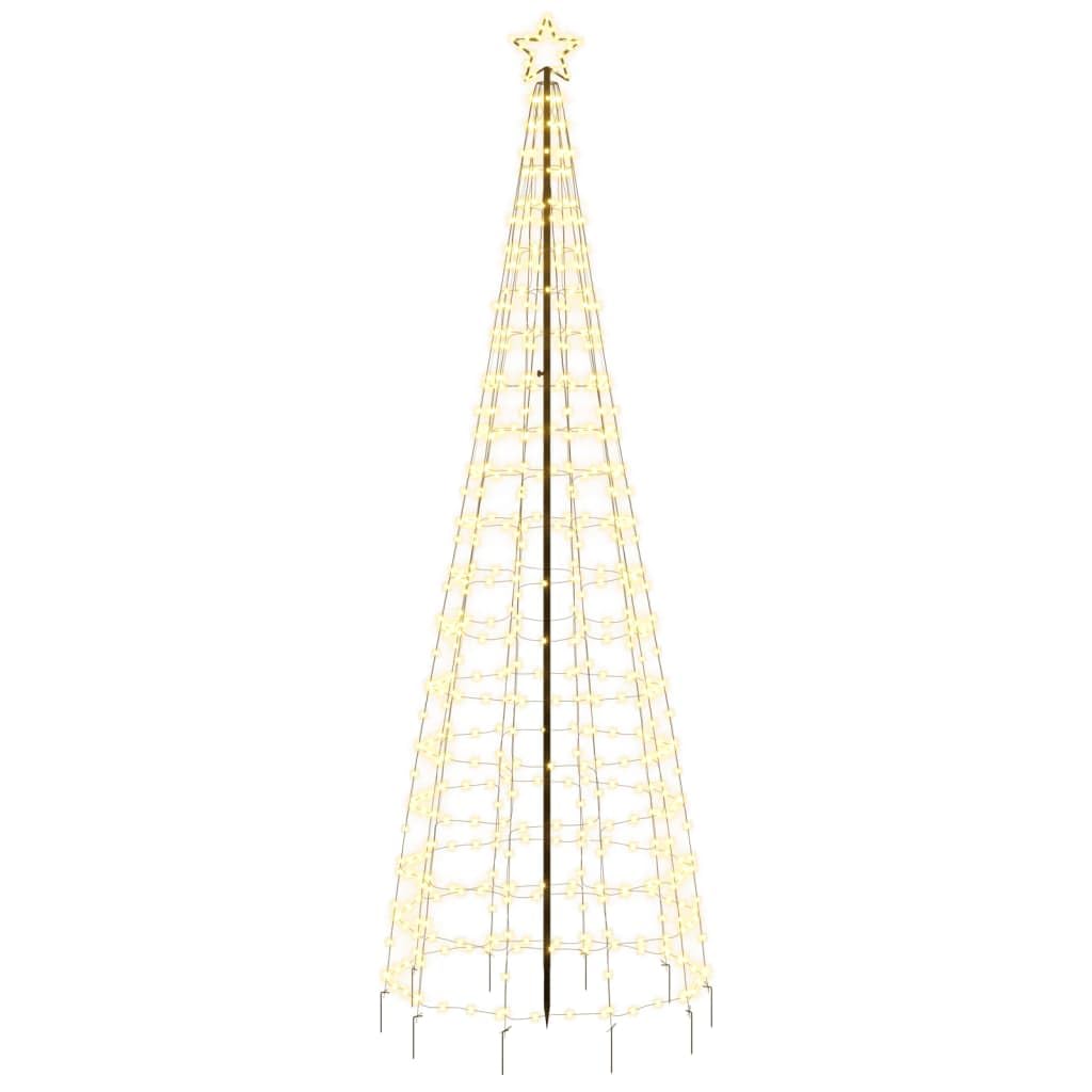 IKAYAA Arbol de Navidad de Exterior con Luces Cono Árbol de Navidad Metal Grande Blanco cálido 570 LED Iluminación Navideña Festival Adorno Decoración Jardín Patio Árbol de Navidad Cónico 3 m
