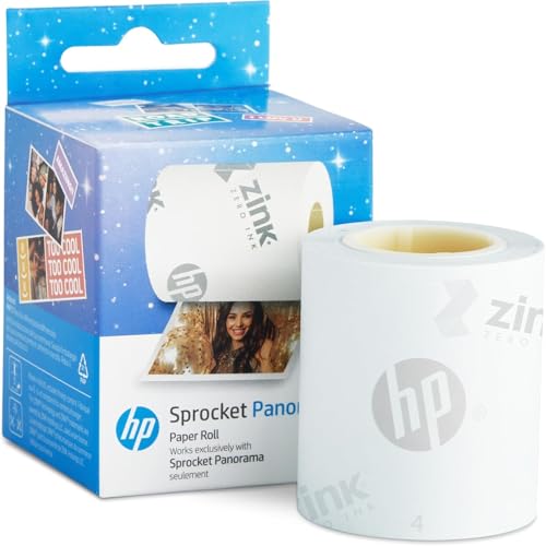 Image of HP Sprocket Panorama Instant Portable Color Label & Photo Printer (Pink) + HP Paper Zink Roll