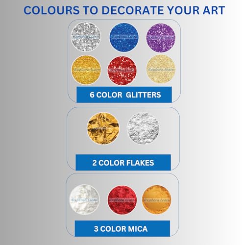 Image of exploralearn Ultimate Resin Art Kit - DIY Coaster Kit with 200 gm Epoxy Resin and silicone moulds - Comprehensive Resin Art Materials - Mica, Glitters and Flakes|Resin Art Kit for beginners|Multicolor