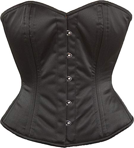 Orchard Corset CS-411OB Overbust Satin Steel-Boned Waist Trainer Corset Black Size 34