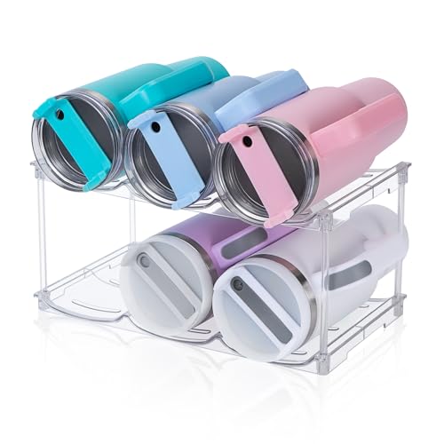 Stackable Water Bottle Organizer for Stanley 40 oz Tumbler, Water Bottle Holder for Cabinet, Pantry Kitchen Organizers and Storage for Stanley Cup Accessories, Tumbler Organizer and Wine Rack, 2Pack
