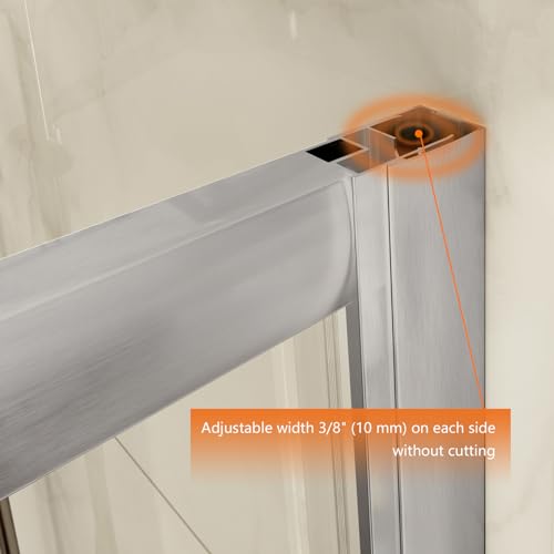 CKB Corner Shower Enclosure, 36 in. L x 36 in. W x 72 in. H, 1/4 inch(6mm) Tempered Glass thickness. Dual Sliding Doors with Brushed nickel Hardware Kit. - Thumbnail 5
