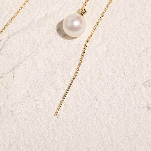 Cowlyn Pearl Tassel Threader Earrings 925 Sterling Silver Long Drop Dangle Ear Line Eardrop Piercing Hypoallergenic Jewelry For Women Girls #TOP7