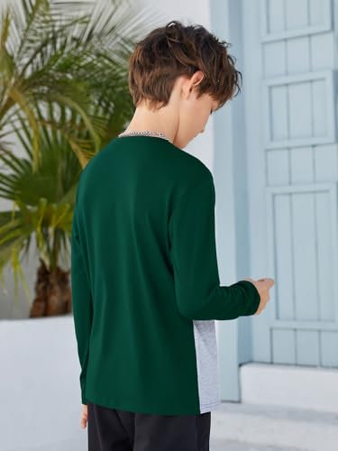 Image of ZDC Kids Boys Long Sleeve T-Shirts Color Block Crewneck Fashion Basic Tee Tops 5-14 Years