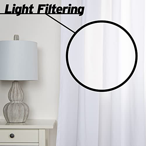 Best Home Fashion Set Of 2 White Cotton Blend Light Filtering Opaque Rod Pocket Panels –Cotton Like Texture Window Treatment For Living Room, Dining Room, Bedroom- White, 52" W X 84” L #TOP2