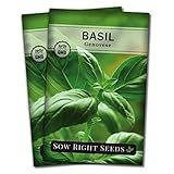 Sow Right Seeds - Genovese Sweet Basil Seed for Planting - Non-GMO Heirloom Packet with Instructions to Plant and Grow a Kitchen Herb Garden - Indoors or Outdoor - Great for Hydroponic Gardening (2)