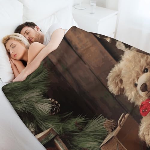 Couverture flanelle ours de Noël, le cadeau idéal pour lit