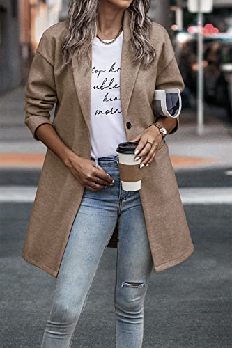 Prettygarden Women's 2023 Plaid Shacket Jacket Casual Button Wool Blend Winter Tartan Trench Coat With Pockets (Solid Camel,Large) #TOP6