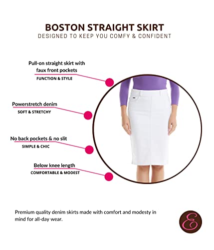 ESTEEZ Straight Knee Length Stretch Denim Jean Skirt for Women Size 0-24 Plus Size - Boston3