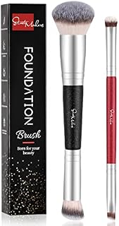 Foundation Brush Start Makers 2 pcs Dual-ended 2-in-1 Kabuki Makeup Brushes For Buffing, Blending, Sculpting, Highlight, Contouring.
