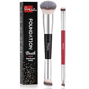 Makeup Brushes Dual-ended Foundation Brush – START MAKERS 2-in-1 Concealer Brush Face Eyebrow Eyeshadow Brush for Liquid, Powder, Buffing, Blending, Contouring Foundation Make Up Brushes(2Pcs)