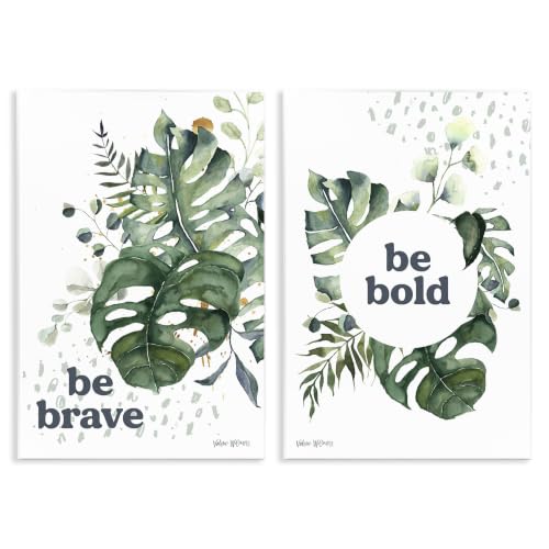 'Bold & Brave Botanical Watercolor Monstera'| 2pc Wall Plaque Art Set