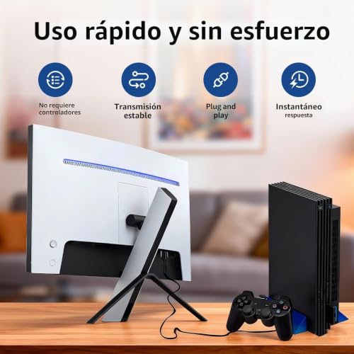 Miniatura 5 de Cocoho Adaptador Ps1 Ps2 A Hdmi Cable, Convertidor Ps1 Ps2 A Hdmi 720p 1080p,Cable De Ps2 Ps1 A Hdmi Convertidor Multifunción Para Consolas De Juegos Cable Tv Monitor Hdtv 100 Cm 39,3 Pulgadas