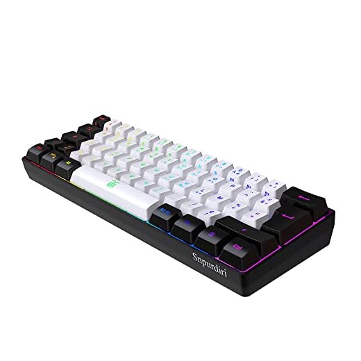 Snpurdiri Clavier Gaming 60% AZERTY Noir et Blanc Filaire RGB Rétro-éclairé, Mini Clavier Gaming Ultra-Compact à 61 Touches pour Gamer, PC/Mac, Dactylographe, Voyage