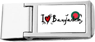 I Love Bangladesh Word Flag Love Heart Illustration Slim Money Clip Stainless Holder Pocket Wallet