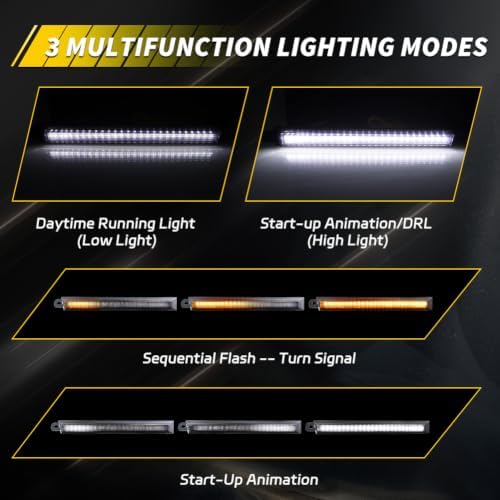 Headlight Daytime Running Light Compatible with 1998-2000 To-yo-ta Tacoma, [Switchback Design] Amber LED Sequential Turn Signal Light & White DRL, w/Startup Animation, 1 Pair, Clear Lens — 사진 3