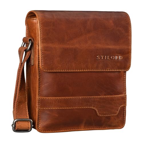 STILORD 'Sven' Herrenhandtasche Leder Umhängetasche klein Schultertasche Männer 8 Zoll Tablet Herren-Tasche Messenger Bag DIN A5 Echtes Leder, Farbe:maraska - braun